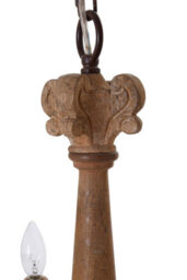 Orsina 5 Arm Shabby Chic Chandelier, Aged Wood & Metal Hanging Ceiling Light,  Melted Candle Holder Design - thumbnail 3