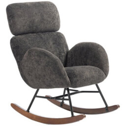 Rocking Chair With Adjustable Headrest Velvet Upholstery Dark Grey - thumbnail 4