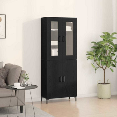 Berkfield Sideboard With Wall Cabinet Black Oak Engineered Wood - image 1