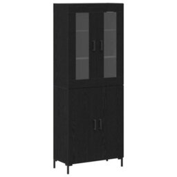 Berkfield Sideboard With Wall Cabinet Black Oak Engineered Wood - thumbnail 2