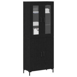Berkfield Sideboard With Wall Cabinet Black Oak Engineered Wood - thumbnail 3