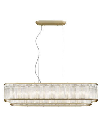 Luminosa Lighting Luminosa Antigua 7 Light Oblong Gold Crystal Bar Pendant Ceiling Light
