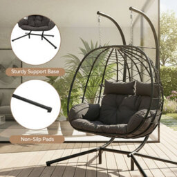 Breeins Outdoor & Indoor 2-Seater Swing Hanging Egg Chair With Metal Stand, Foldable Hanging Chair - thumbnail 2