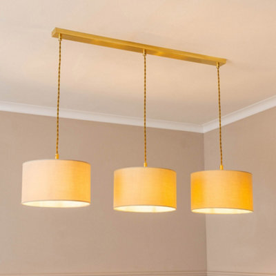 Valuelights Reni Cream Shade 3 Drop Bar Gold Diner Ceiling Pendant Light With Bulbs - image 1
