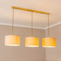 Valuelights Reni Cream Shade 3 Drop Bar Gold Diner Ceiling Pendant Light With Bulbs - thumbnail 1