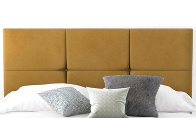 "Adore Designs 6-Cube Plush Velvet 6Ft Super King 20"" Headboard - Turmeric"