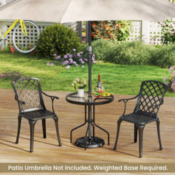 Gainoom 70Cm Black Patio Dining Table Round Bistro Table W/ Metal Frame - thumbnail 3