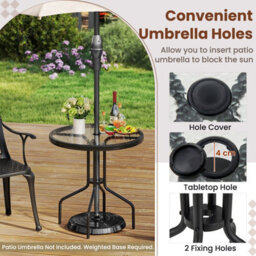 Gainoom 70Cm Black Patio Dining Table Round Bistro Table W/ Metal Frame - thumbnail 8
