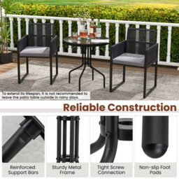 Gainoom 70Cm Black Patio Dining Table Round Bistro Table W/ Metal Frame - thumbnail 9