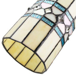 Happy Homewares Contemporary Amber Glass Tiffany Pendant Light Shade With Bright Teal Strips - thumbnail 3