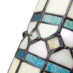 Happy Homewares Contemporary Amber Glass Tiffany Pendant Light Shade With Bright Teal Strips - thumbnail 4