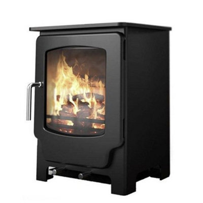 Marlborough Modern Metallic Black 4.3Kw Defra Multifuel Stove + Direct Air Box - image 1