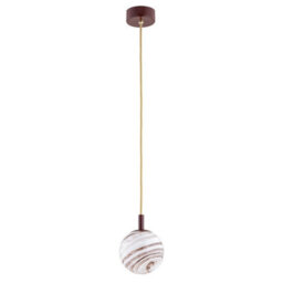 Luminosa Lighting Luminosa Almiros Globe Pendant Ceiling Light White-Brown (Marble Colour), Chocolate Brown, Gold Wire - thumbnail 2