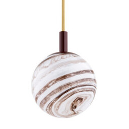 Luminosa Lighting Luminosa Almiros Globe Pendant Ceiling Light White-Brown (Marble Colour), Chocolate Brown, Gold Wire - thumbnail 3