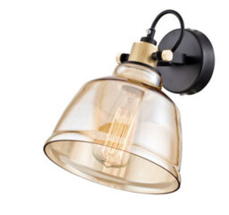 Luminosa Lighting Luminosa Irving Wall Lamp Black With Glass Shade, 1 Light, E27 - thumbnail 4