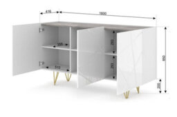 Arte Space Sideboard Cabinet In White W1600mm X H850mm X D420mm - thumbnail 3