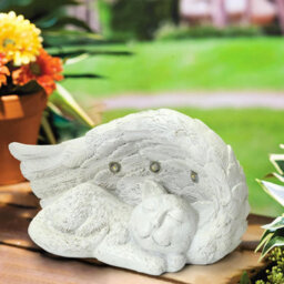 Taylor & Brown Cat Memorial Stone With Solar Lightssympathy Gift, Outdoor Grave Marker, Garden Decor Tombstone Statue - thumbnail 4