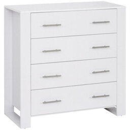 Homcom Chest Of 4 Drawers Home Storage Clothes Cabinet Metal Handles Base White - thumbnail 2