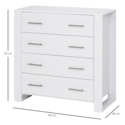 Homcom Chest Of 4 Drawers Home Storage Clothes Cabinet Metal Handles Base White - thumbnail 3