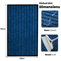 Abaseen Rubber Backed Flooring Door Mats 120X180Cm Blue Carpet Doormats, Striped Floor Rugs - thumbnail 1
