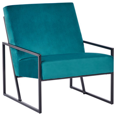 Beliani  Armchair Delary Velvet Teal - image 1