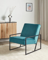 Beliani  Armchair Delary Velvet Teal - thumbnail 2
