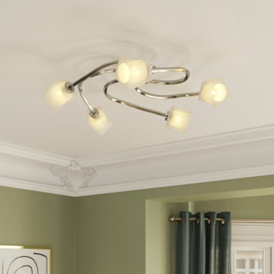 GoodHome Glacies Spiral Glass & Metal Chrome Effect 5 Lamp Led Ceiling Light - image 1