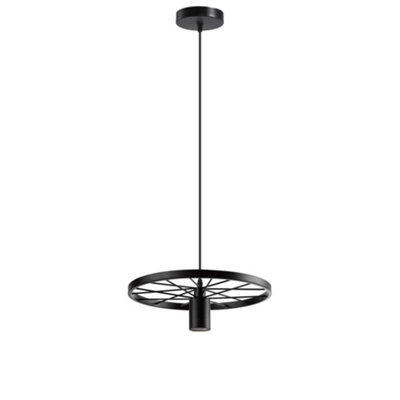 Industrial Pendant Light 30Cm Metal Wheel Shade, Adjustable Hanging Lamp, E27 Base, Vintage Ceiling Light - image 1
