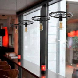 Industrial Pendant Light 30Cm Metal Wheel Shade, Adjustable Hanging Lamp, E27 Base, Vintage Ceiling Light - thumbnail 4