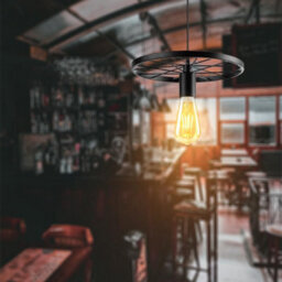 Industrial Pendant Light 30Cm Metal Wheel Shade, Adjustable Hanging Lamp, E27 Base, Vintage Ceiling Light - thumbnail 9