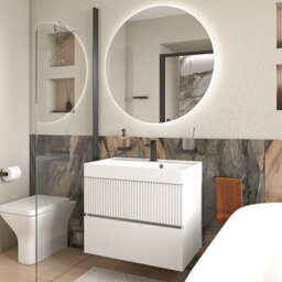 Bathroom City Jasmine 700mm Wall Hung Vanity Unit With Basin, White Floating Bathroom Sink Unit With Drawers - thumbnail 5