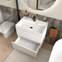 Bathroom City Jasmine 700mm Wall Hung Vanity Unit With Basin, White Floating Bathroom Sink Unit With Drawers - thumbnail 4