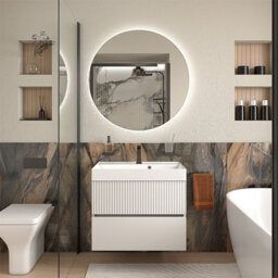Bathroom City Jasmine 700mm Wall Hung Vanity Unit With Basin White Floating Bathroom Sink Cabinet With 2 Soft Close Drawers