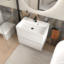 Bathroom City Jasmine 700mm Wall Hung Vanity Unit With Basin, White Floating Bathroom Sink Unit With Drawers - thumbnail 3
