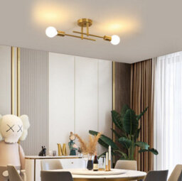 Ceiling Lamp Gold E27 Iron 2 Lights Industrial Chandelier Lamp - thumbnail 5