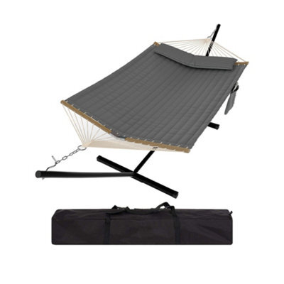 Hammock With Stand, V-Shaped Spread Bar, 450Lbs Capacity, Padded Hammock With Carry Bag, For Patio Backyard Poolside - image 1