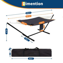 Hammock With Stand, V-Shaped Spread Bar, 450Lbs Capacity, Padded Hammock With Carry Bag, For Patio Backyard Poolside - thumbnail 3
