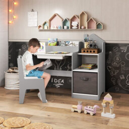 Gainoom Kids Study Desk And Chair Set Children Study Table W/ Open Shelves For Boys & Girls - thumbnail 3