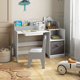 Gainoom Kids Study Desk And Chair Set Children Study Table W/ Open Shelves For Boys & Girls - thumbnail 4