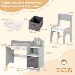 Gainoom Kids Study Desk And Chair Set Children Study Table W/ Open Shelves For Boys & Girls - thumbnail 2