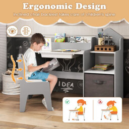 Gainoom Kids Study Desk And Chair Set Children Study Table W/ Open Shelves For Boys & Girls - thumbnail 7