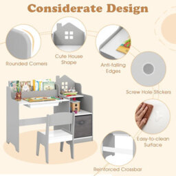 Gainoom Kids Study Desk And Chair Set Children Study Table W/ Open Shelves For Boys & Girls - thumbnail 6