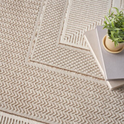 Modern Ivory Rug, 10mm Thickness Bordered Rug, Plain Rug, Anti-Shed Geometric Rug For Bedroom, Livingroom-69 X 229Cm (Runner) - thumbnail 5