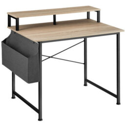 Tectake Desk - With Shelving And Fabric Storage Bag 120 Cm - Industrial Wood Light, Oak Sonoma