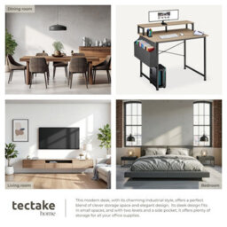 Tectake Desk - With Shelving And Fabric Storage Bag 120 Cm - Industrial Wood Light, Oak Sonoma - thumbnail 5