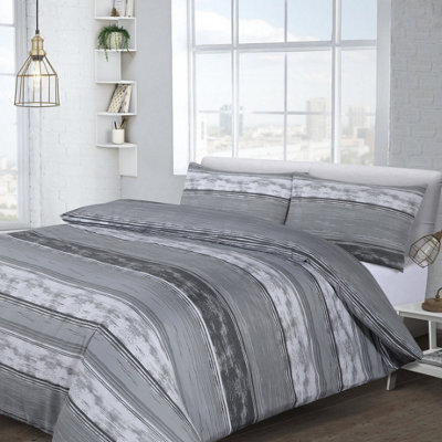 Velosso Contemporary Bedding Set With Button Enclosure - Breathable Cotton Blend Duvet Cover & Pillowcase Set, Machine Washable - Grey