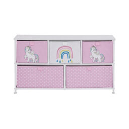 Liberty House Toys Kid's Fabric 5 Drawer Storage Chest Unicorn Pink - thumbnail 5