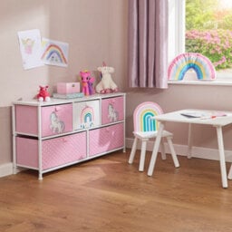 Liberty House Toys Kid's Fabric 5 Drawer Storage Chest Unicorn Pink - thumbnail 4