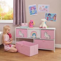 Liberty House Toys Kid's Fabric 5 Drawer Storage Chest Unicorn Pink - thumbnail 2