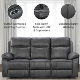 Faux Leather Grey 2 Seater Electric Recliner Sofa Vegas - thumbnail 8